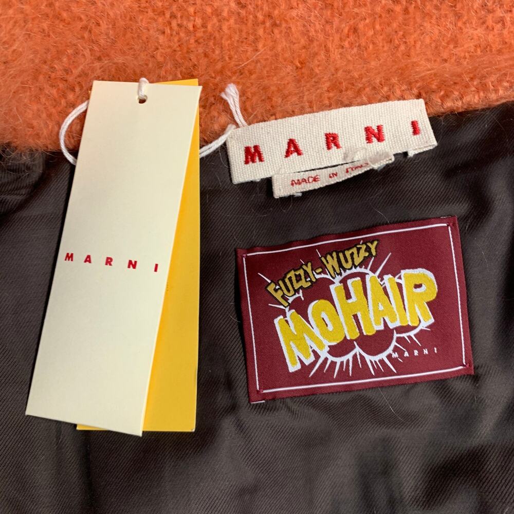 Marni Size S/M Orange Black Fuzzy Wuzzy Mohair Ca… - image 5